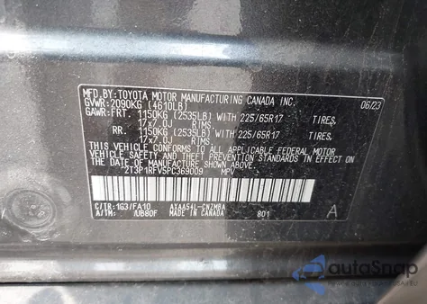 2023 Toyota Rav4 Xle z USA, uszkodzony, nr VIN 2T3P1RFV5PC369009